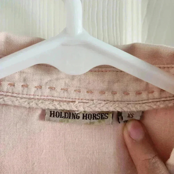 Anthropologie Holding Horses McKenzie Linen Blouse Pink Size XS - Picture 3 of 11